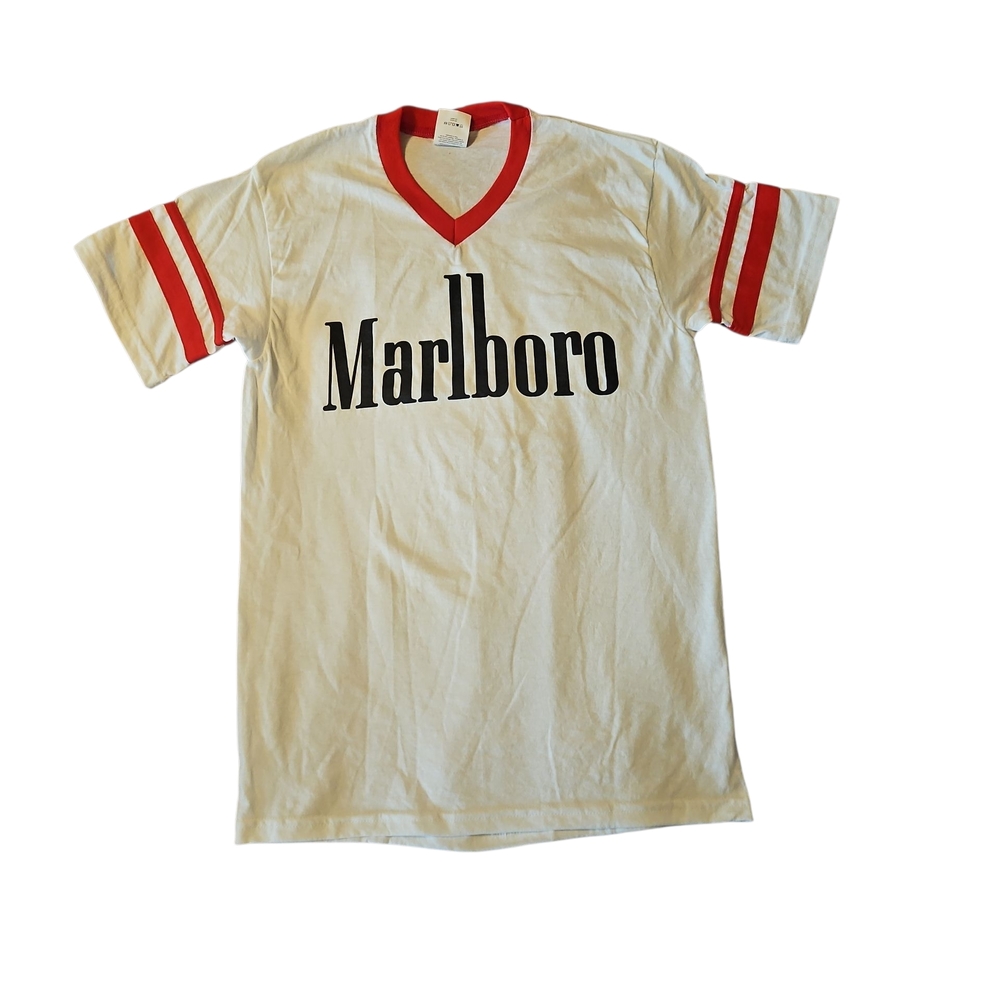 Classic Marlboro Tee with Red Stripes